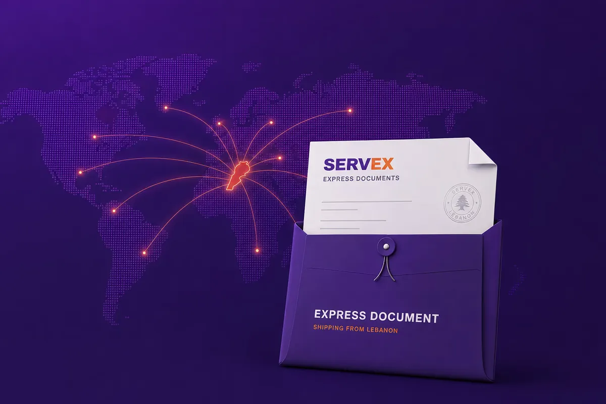 مغلف مستندات سرفيكس إكسبرس لشحن المستندات السريع والمتتبع من لبنان إلى العالم